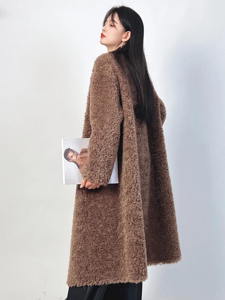 Loose Shearling Wool Long Coat