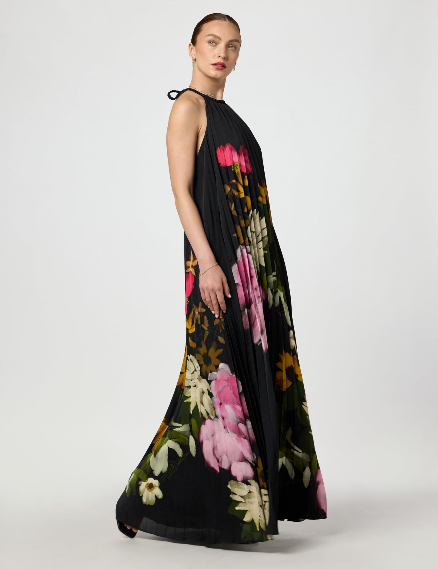 Leona Black Multi Midi Dress