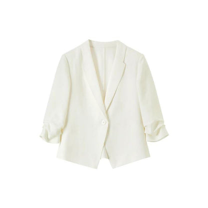 Flat Collar One-Button Cropped Blazer Jacket