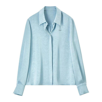 Textured V-Neck Long-Sleeve Blouse