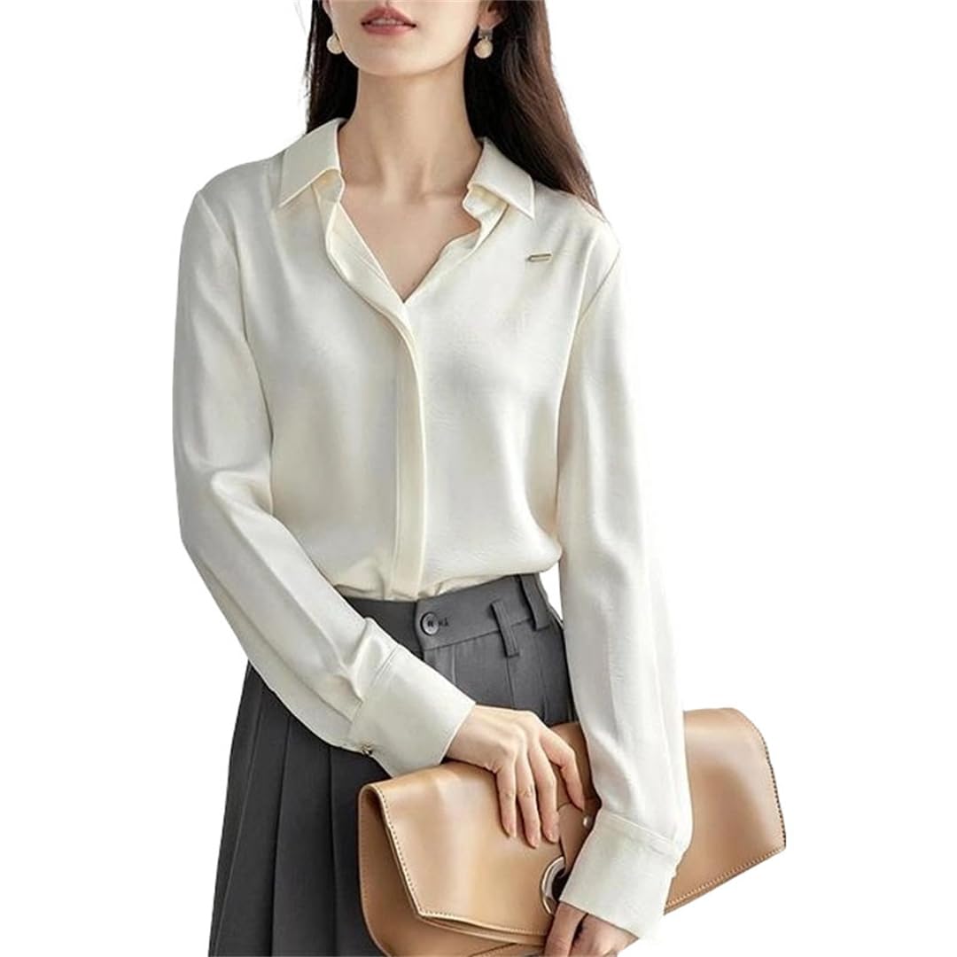 Textured V-Neck Long-Sleeve Blouse
