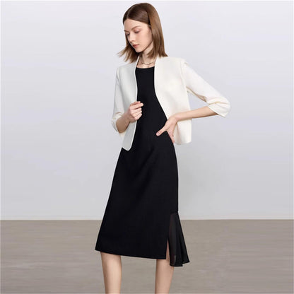 Collarless Vest Suit Set