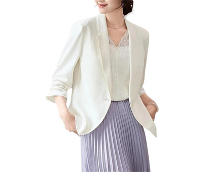 Flat Collar One-Button Cropped Blazer Jacket