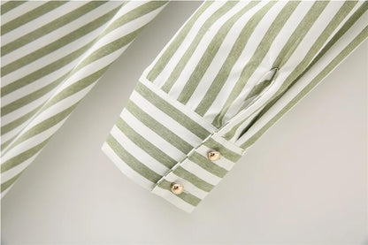 Striped Belted Shirt Maxi Dress