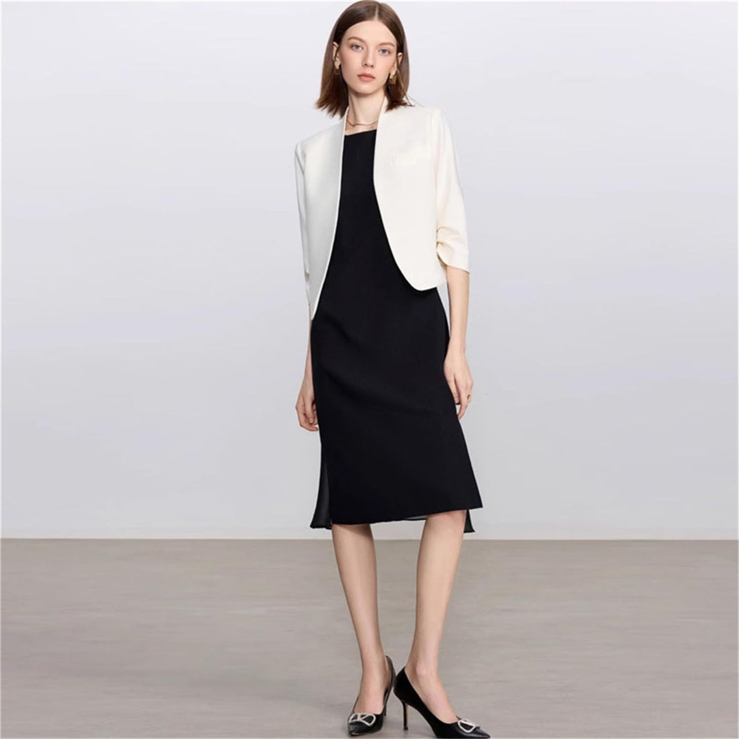 Collarless Vest Suit Set