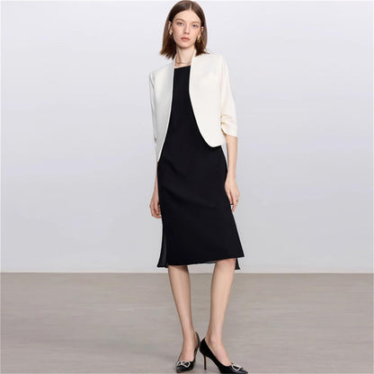 Collarless Vest Suit Set