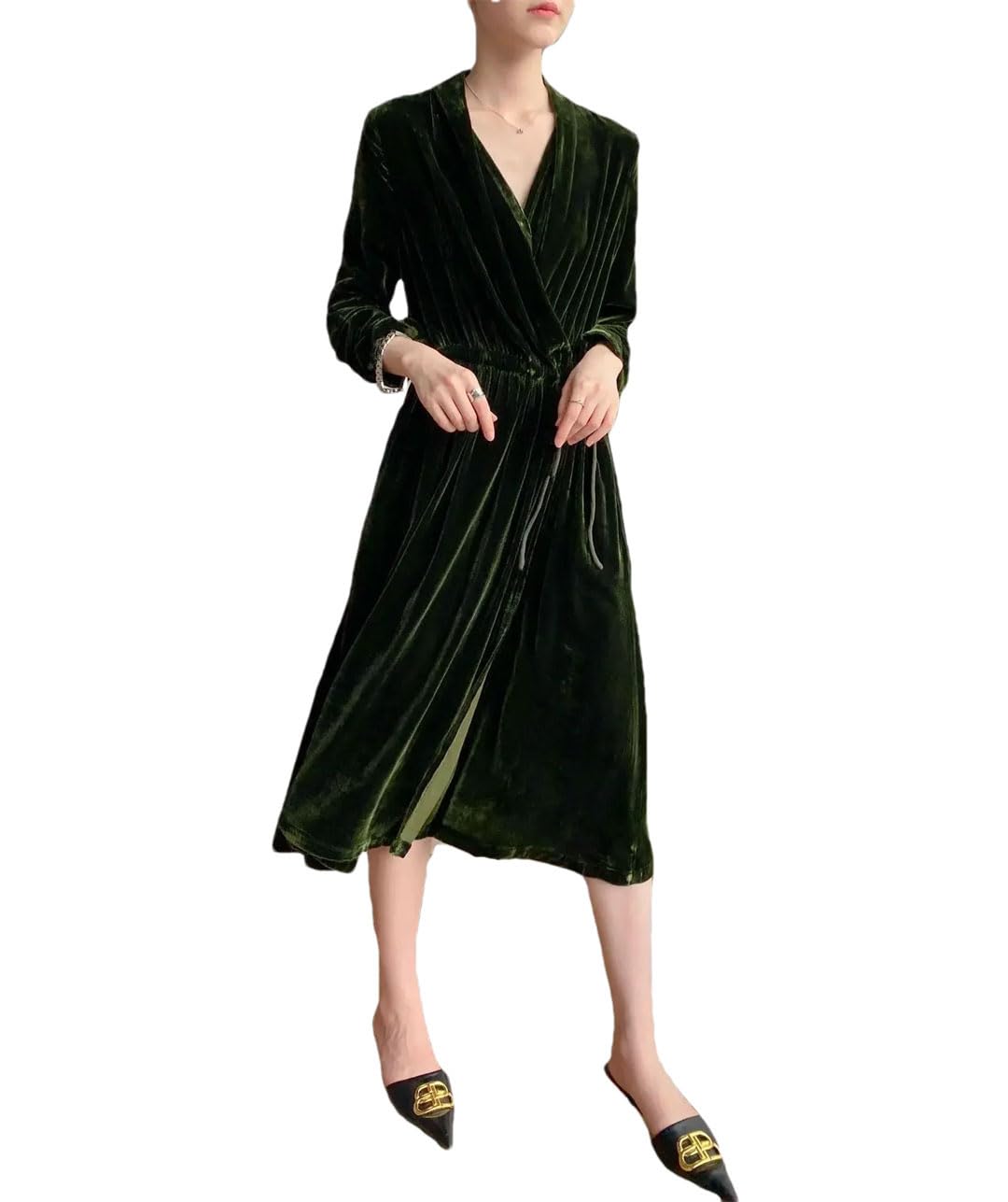 Vintage V-Neck Midi Dress