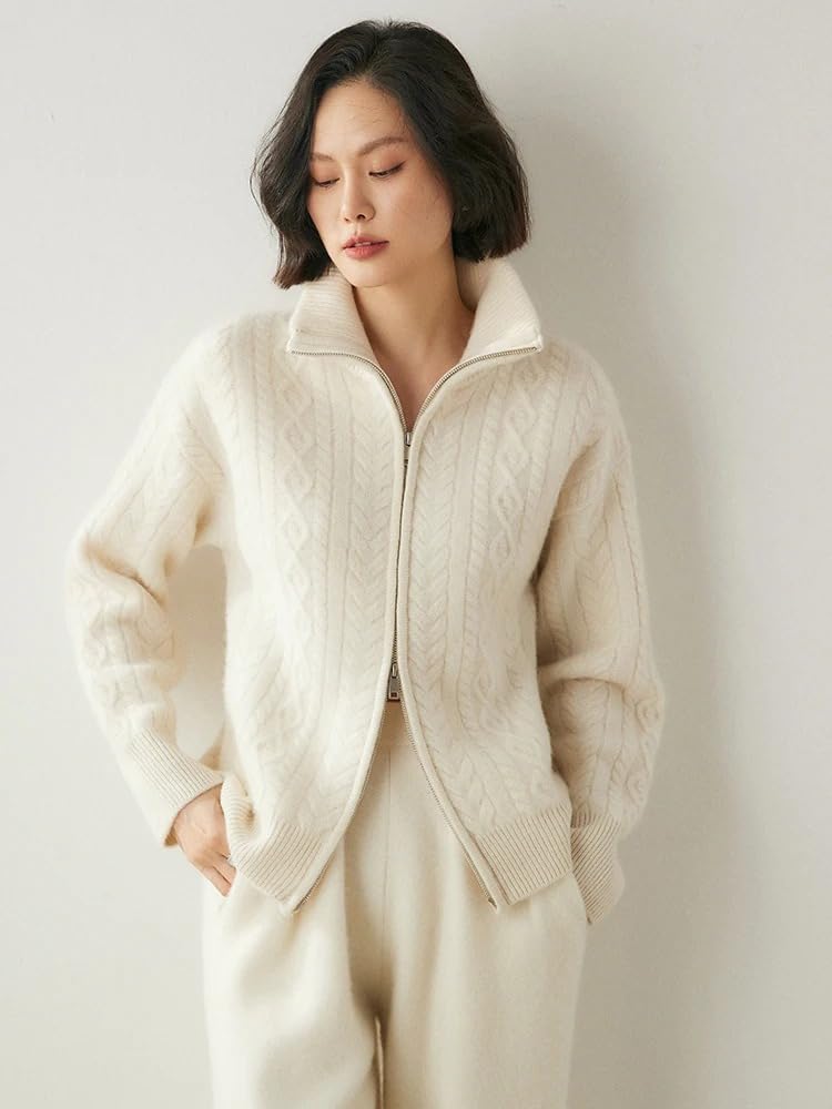 Zip Lapel Collar Cardigan Sweater