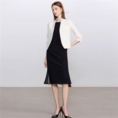 Collarless Vest Suit Set