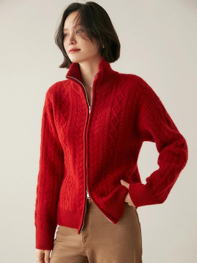 Zip Lapel Collar Cardigan Sweater