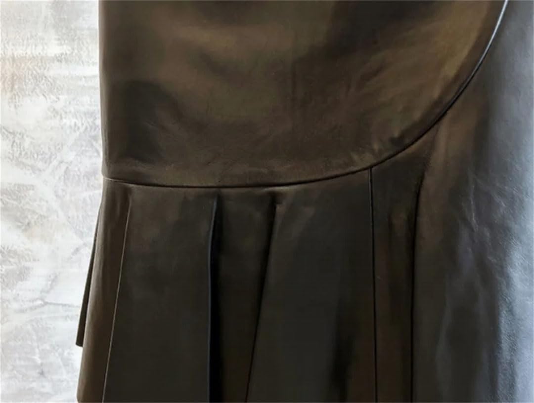 High Waist Knee-Length Mermaid Leather Skirt