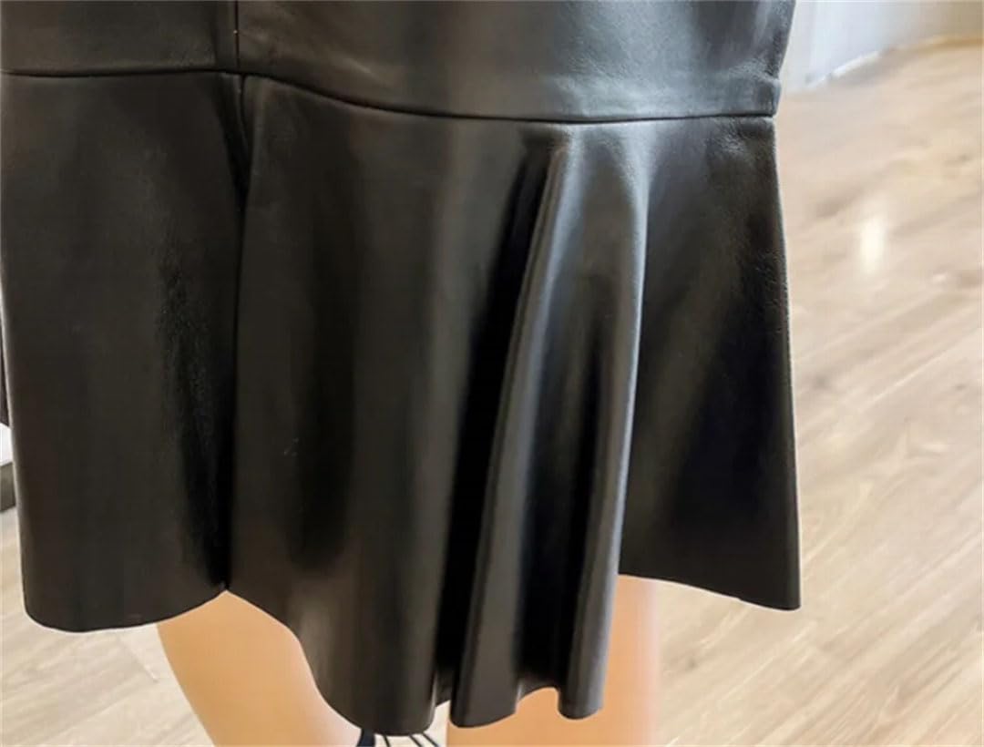 High Waist Knee-Length Mermaid Leather Skirt