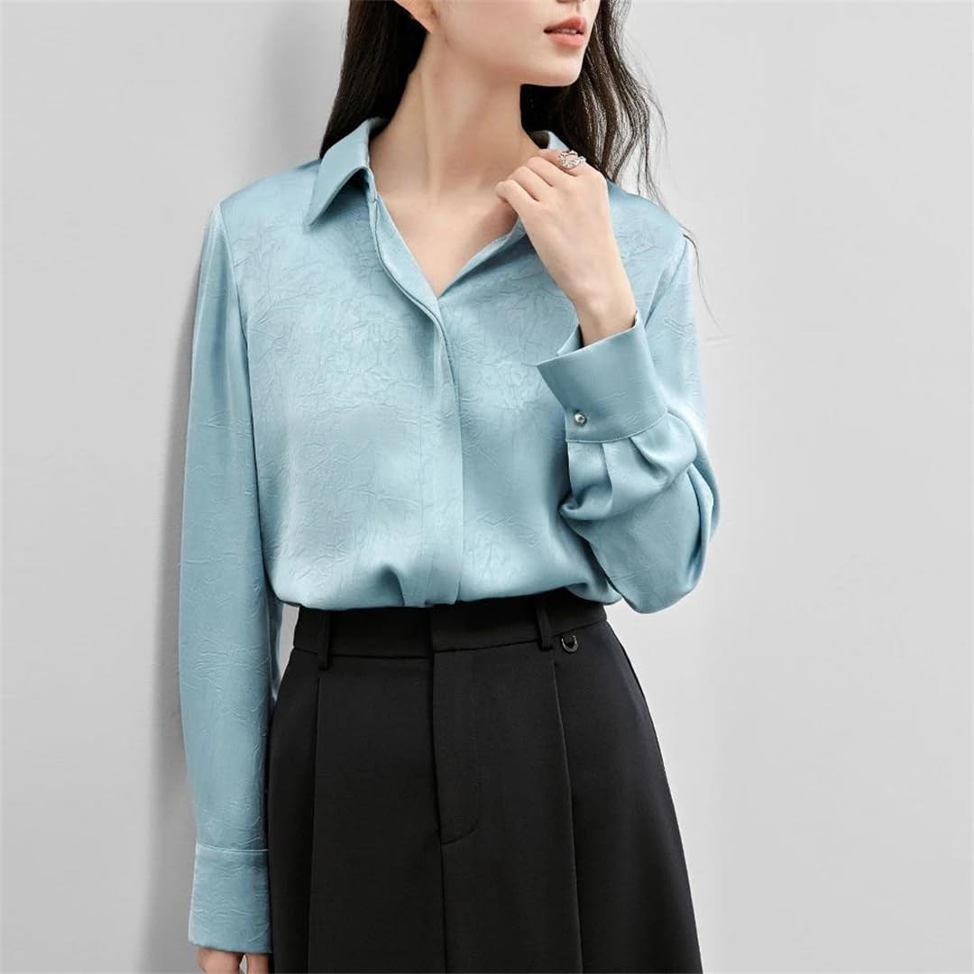 Textured V-Neck Long-Sleeve Blouse
