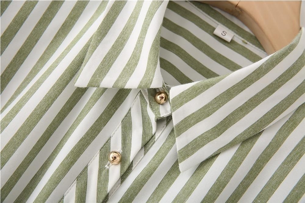 Striped Belted Shirt Maxi Dress