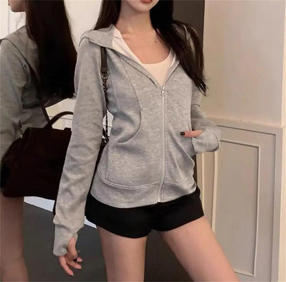 Zip Up Hooded Slim Fit Hoodie Jacket
