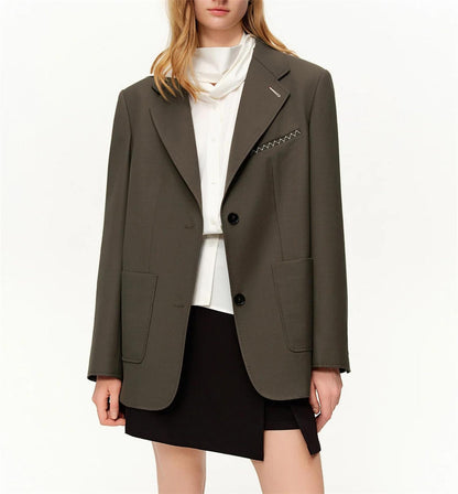 Wide-Shoulder Structured Blazer Coat