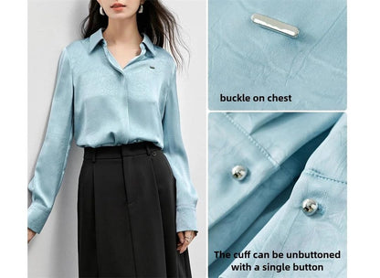 Textured V-Neck Long-Sleeve Blouse