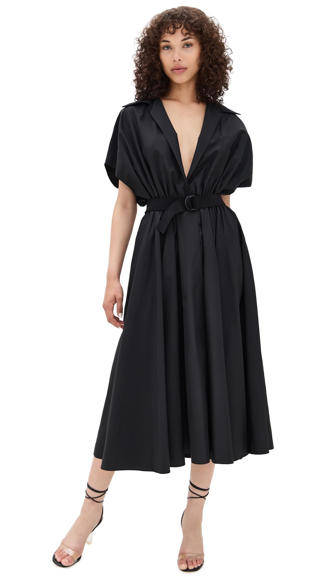 Belted Flared Midi Shirt Dress