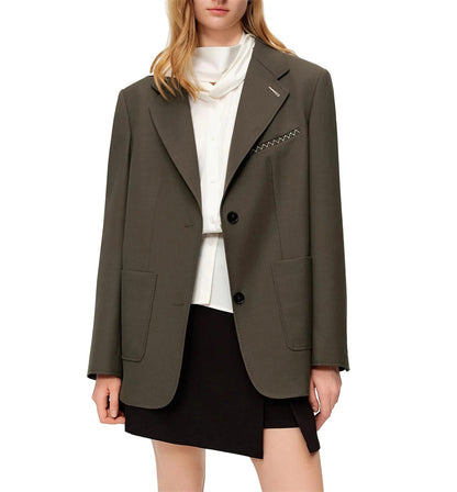 Wide-Shoulder Structured Blazer Coat