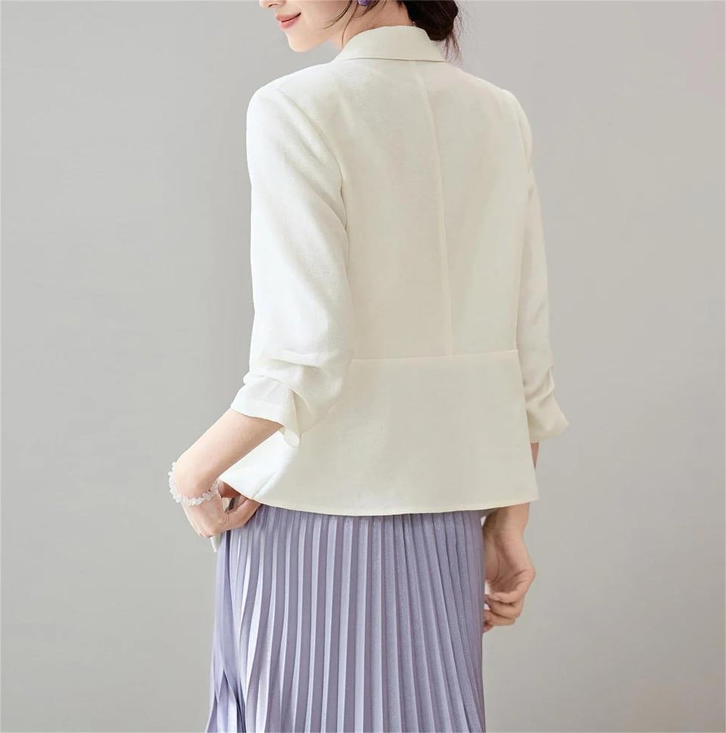 Flat Collar One-Button Cropped Blazer Jacket