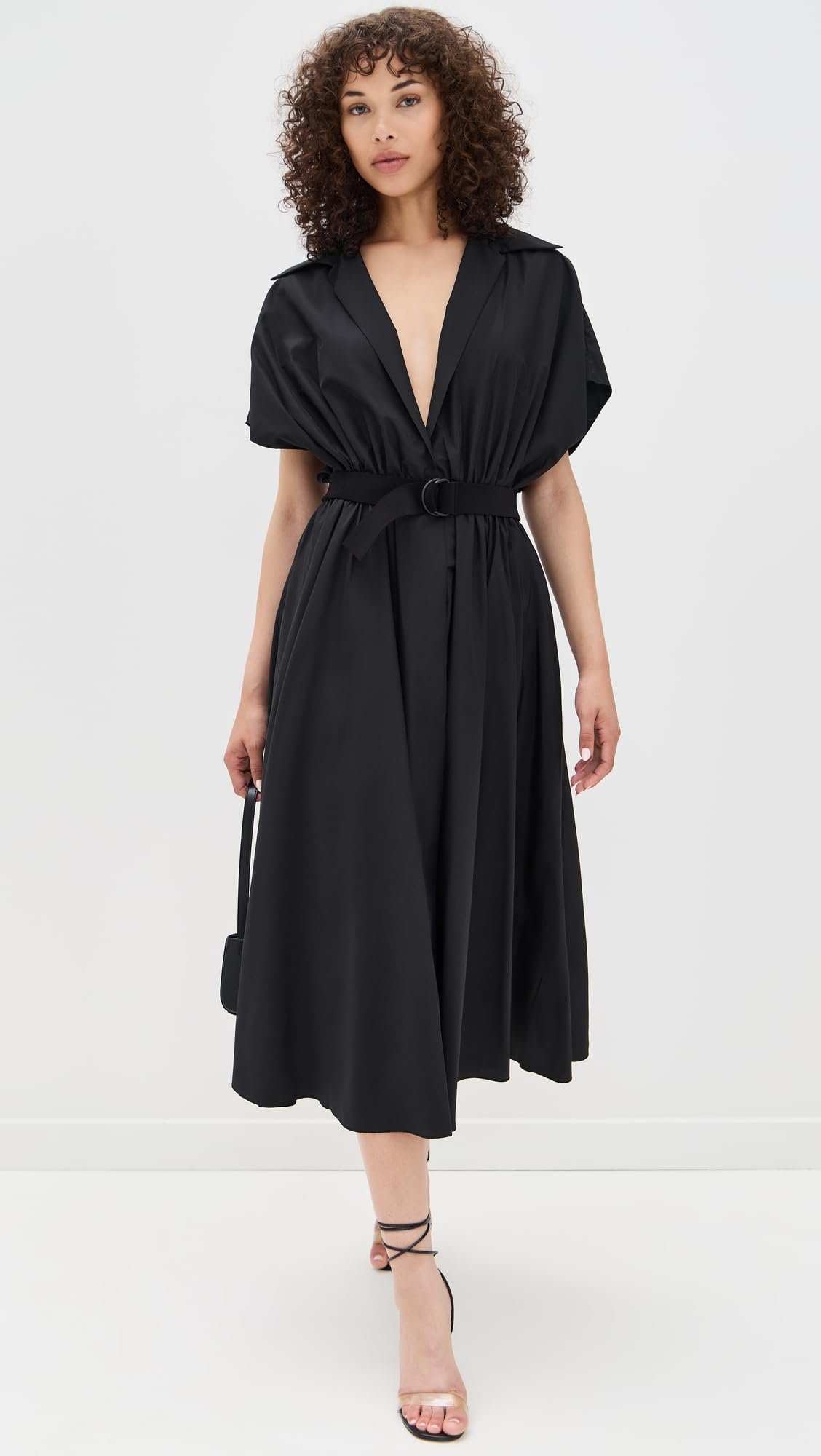 Belted Flared Midi Shirt Dress