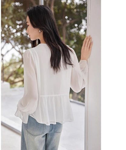 Classic Chiffon Button Down Shirt
