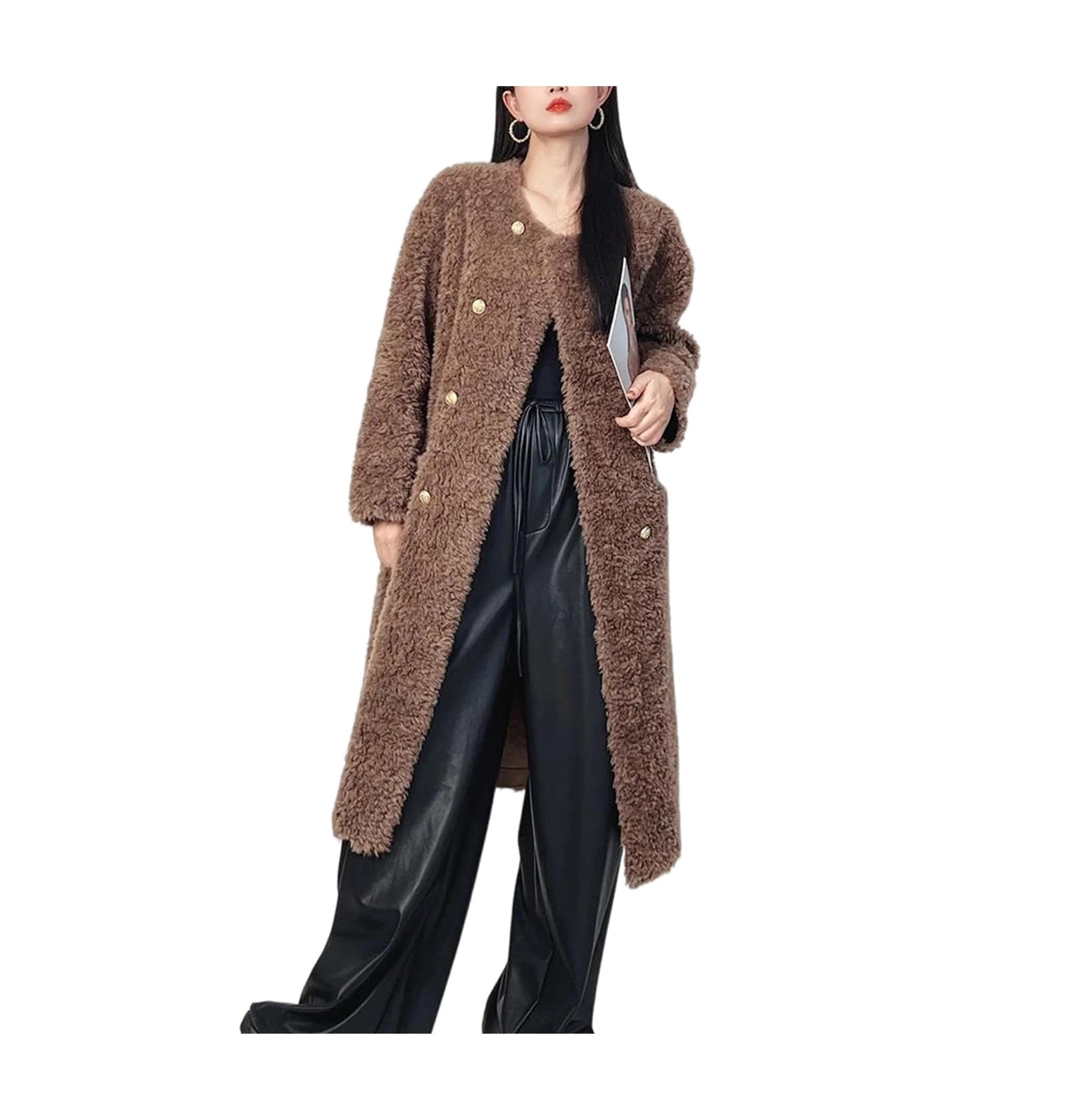 Loose Shearling Wool Long Coat