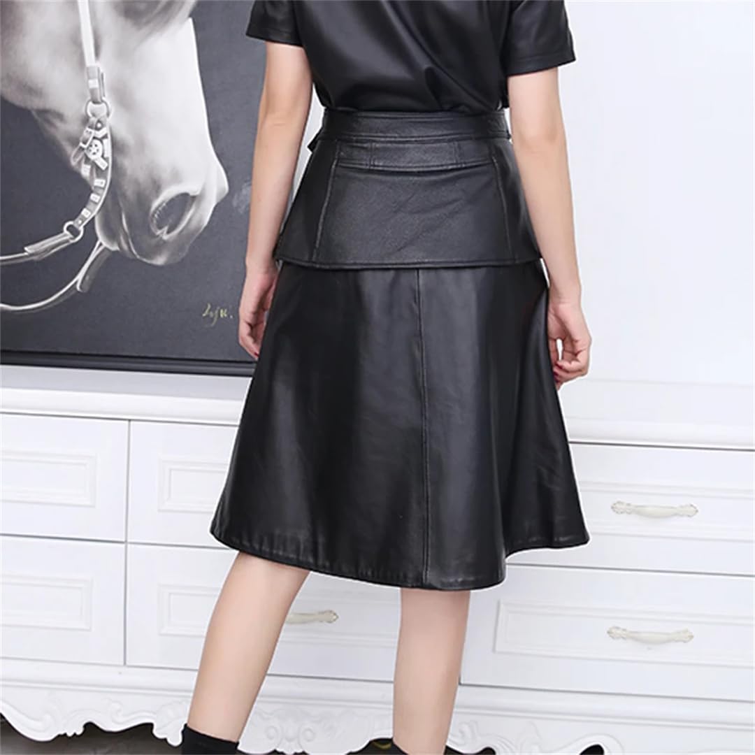 High Waist A-Line Leather Mini Skirt