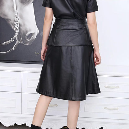 High Waist A-Line Leather Mini Skirt
