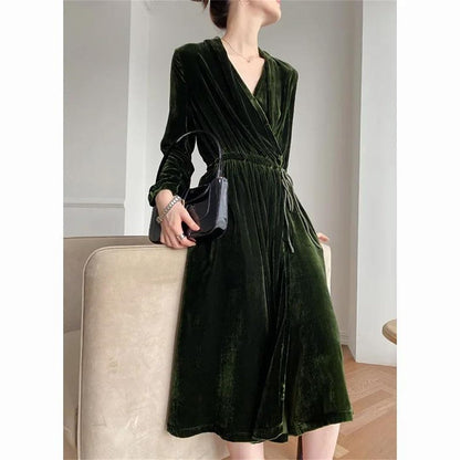 Vintage V-Neck Midi Dress