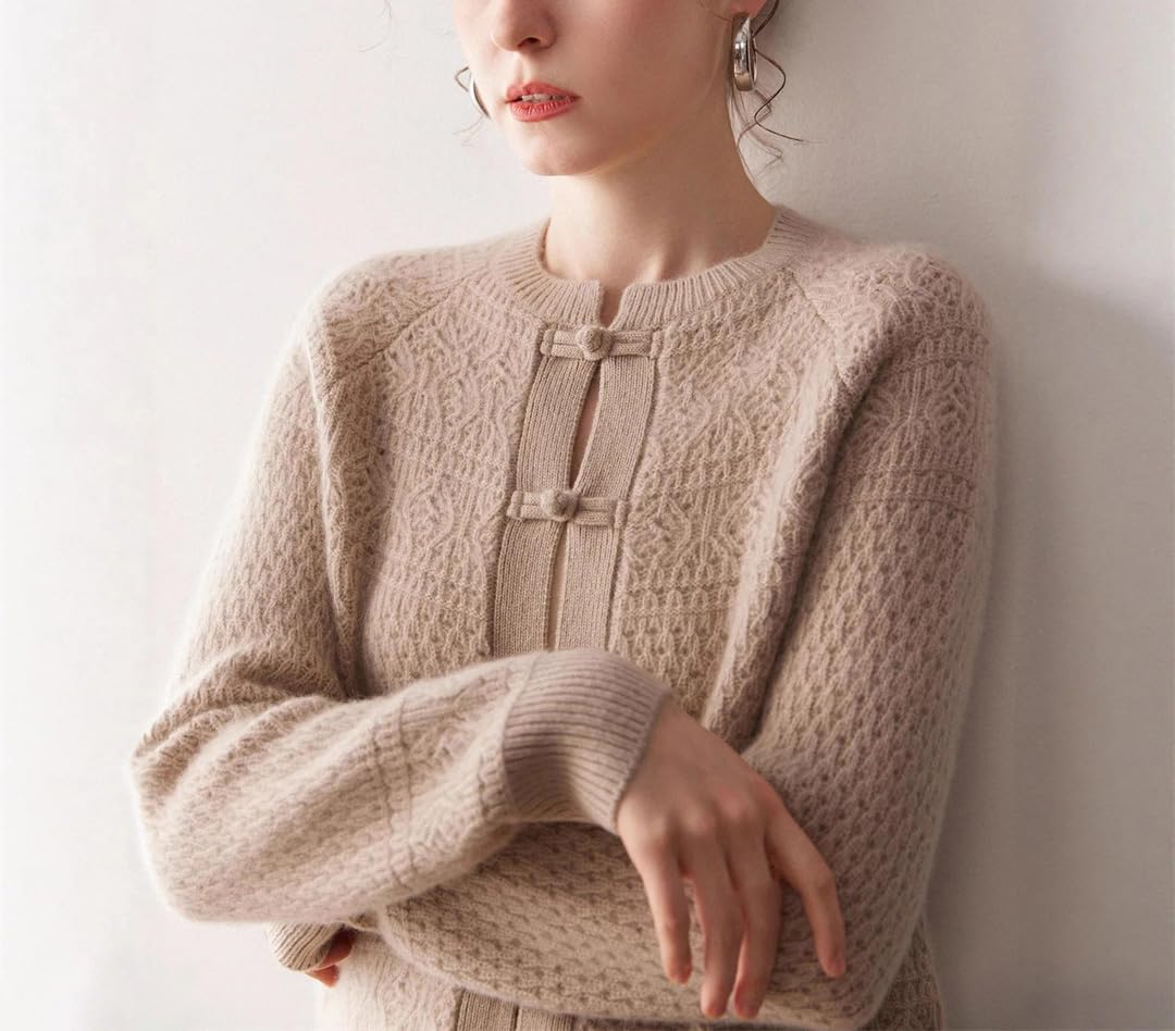 Embroidered Hollow Knit Open Cardigan Sweater
