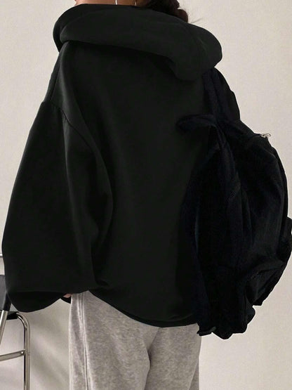 Zip Up Drop Shoulder Lined Hoodie Jacket