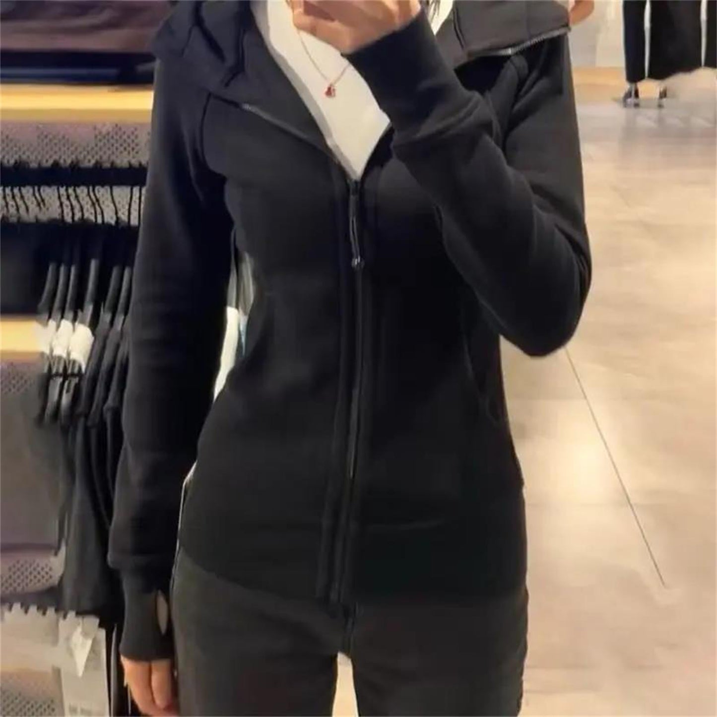 Zip Up Hooded Slim Fit Hoodie Jacket