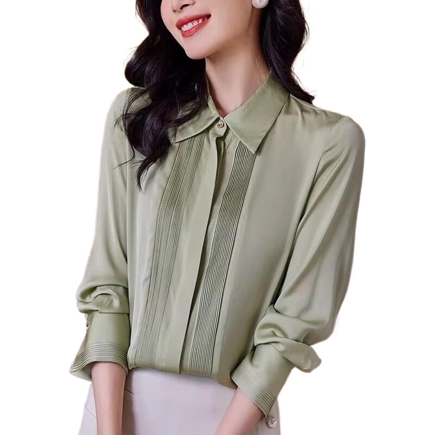 Long-Sleeve Button-Down Blouse