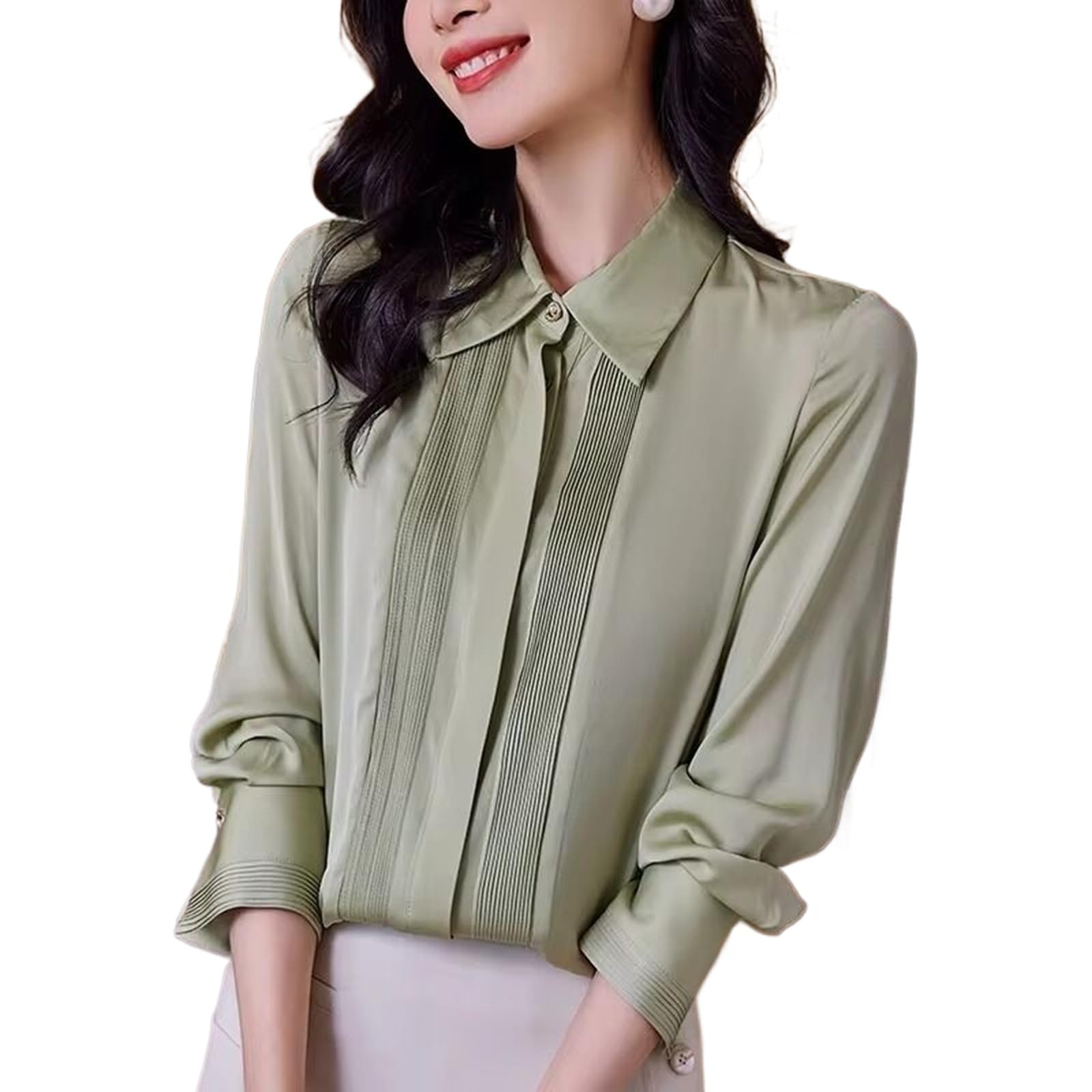 Long-Sleeve Button-Down Blouse