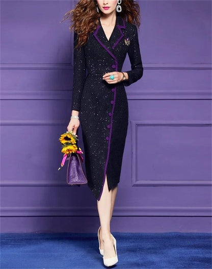 Sequined Tweed Midi Dress