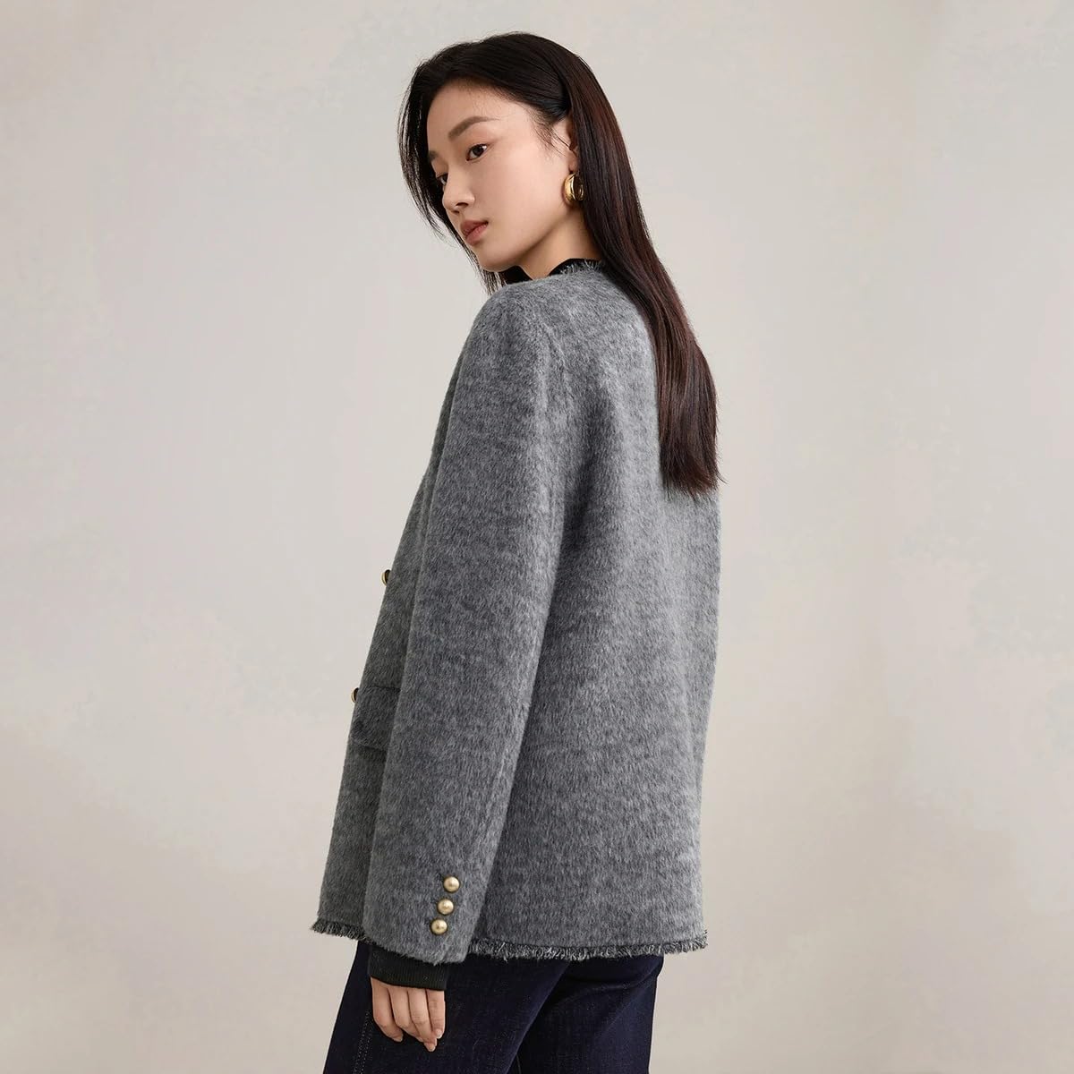 V-Neck Loose Fit Winter Coat