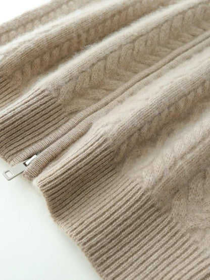 Zip Lapel Collar Cardigan Sweater