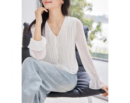 Classic Chiffon Button Down Shirt