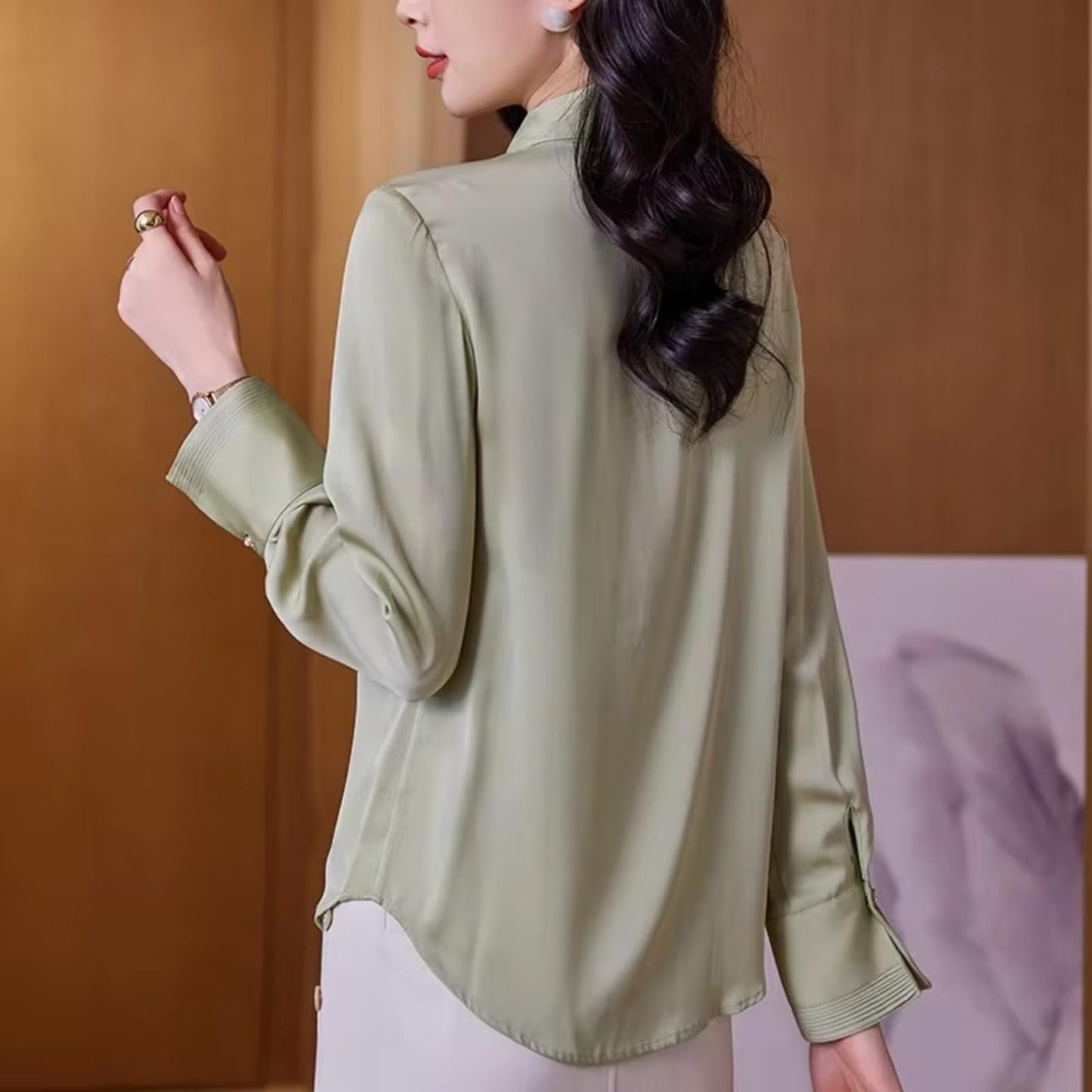 Long-Sleeve Button-Down Blouse