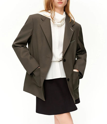 Wide-Shoulder Structured Blazer Coat