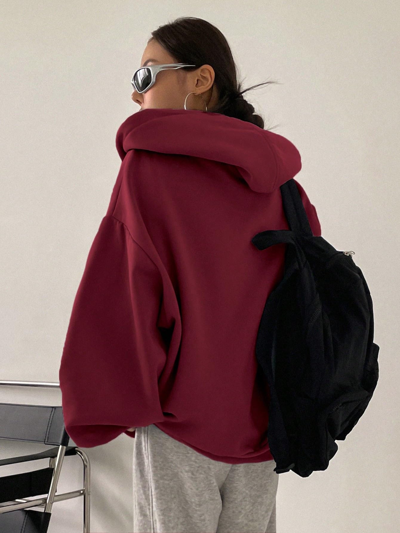Zip Front Drawstring Hoodie Sweatshirt
