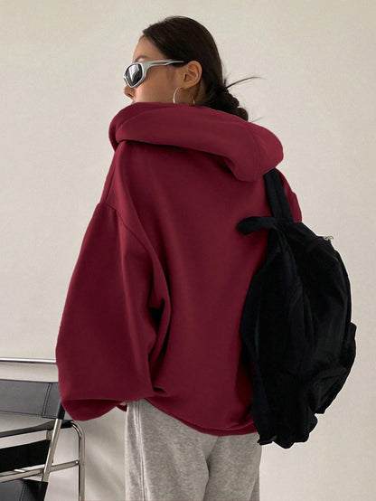 Zip Front Drawstring Hoodie Sweatshirt