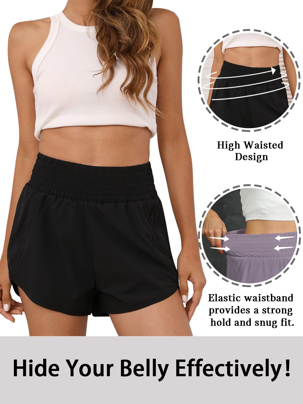 High Waist Athletic Running Shorts with Pocket