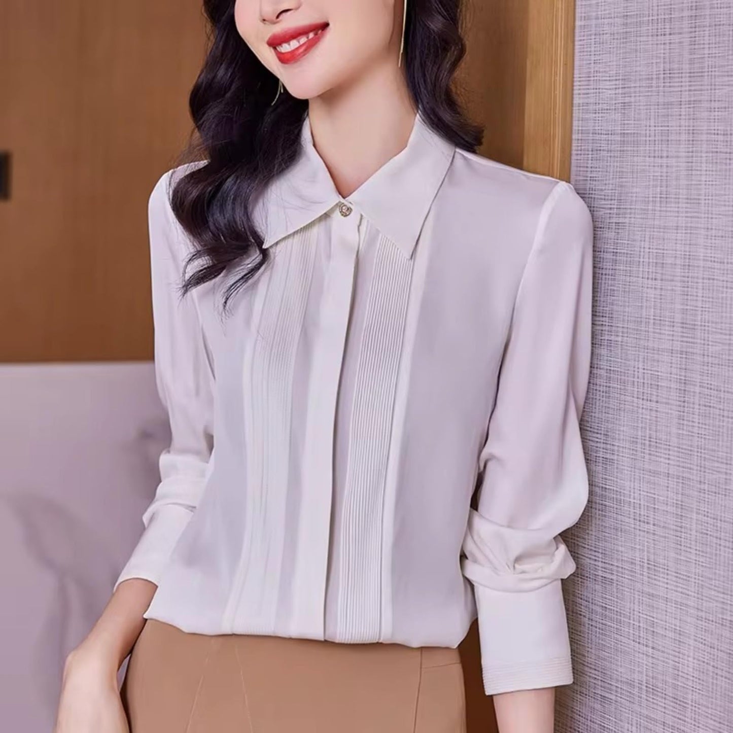 Long-Sleeve Button-Down Blouse