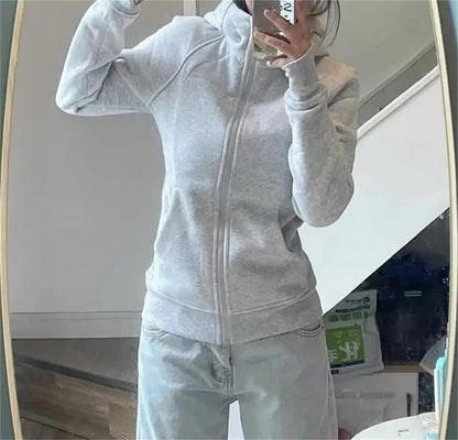 Zip Up Hooded Slim Fit Hoodie Jacket