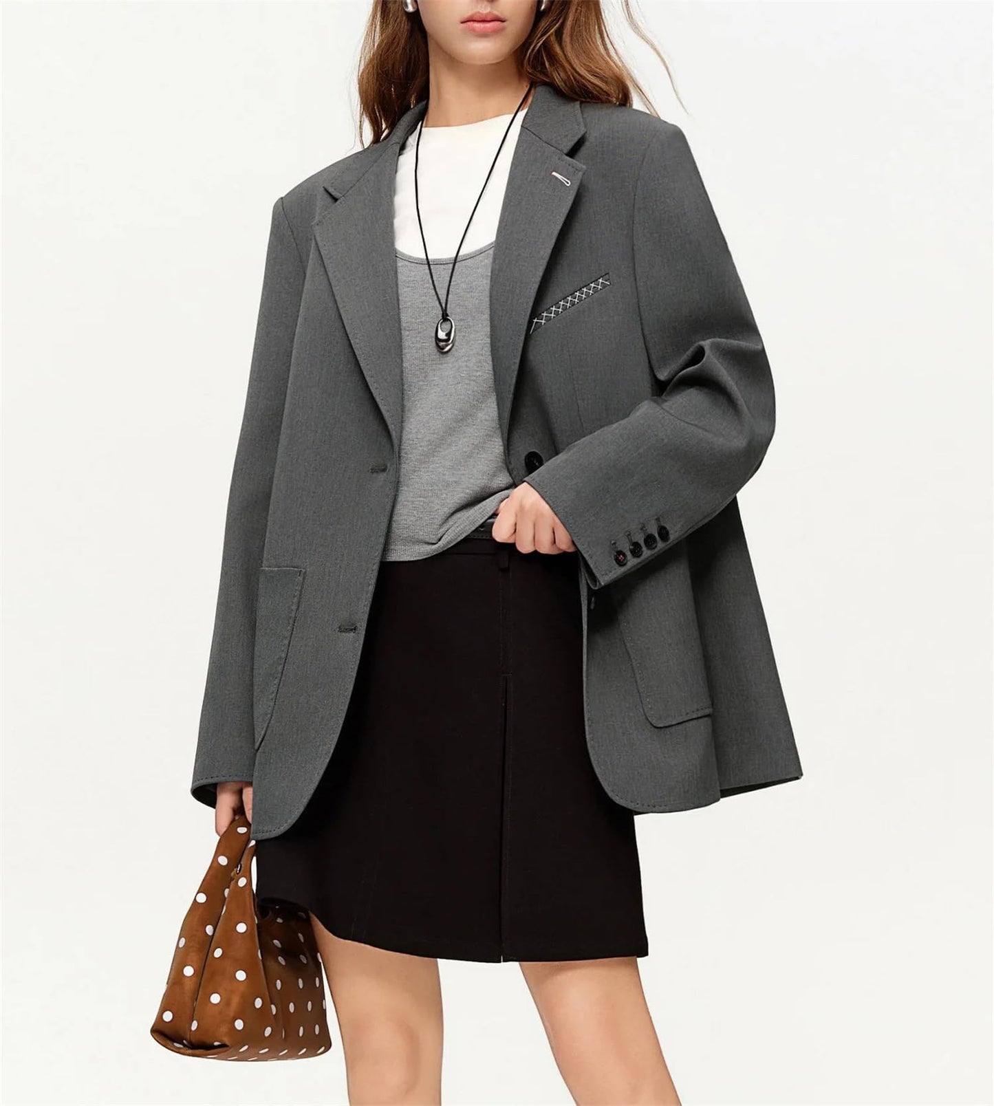 Wide-Shoulder Structured Blazer Coat