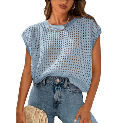 Crochet Cap Sleeve Hollow Knit Top