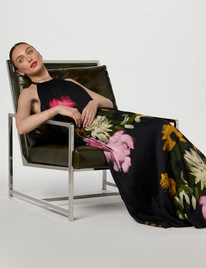 Leona Black Multi Midi Dress
