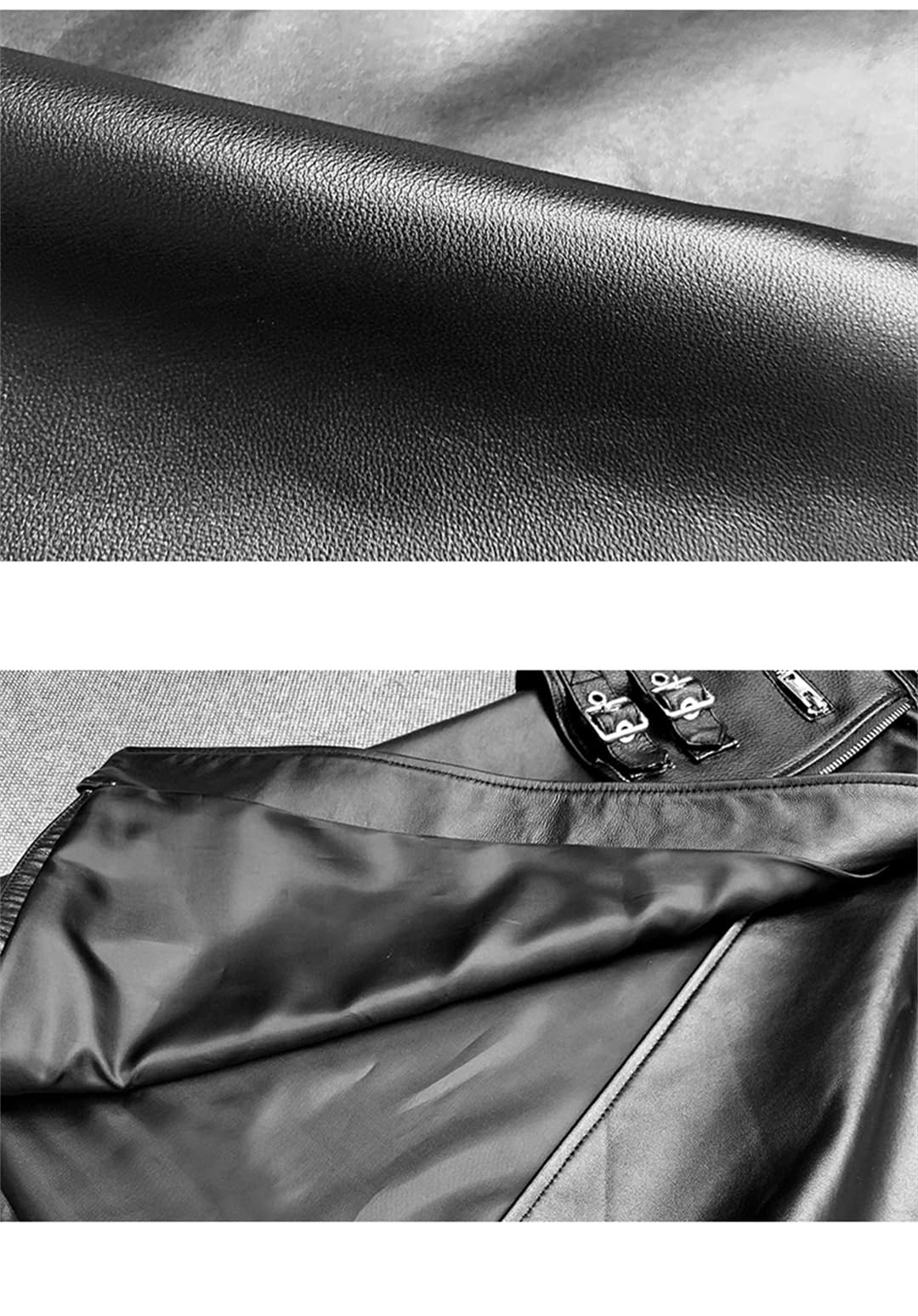High Waist A-Line Leather Mini Skirt